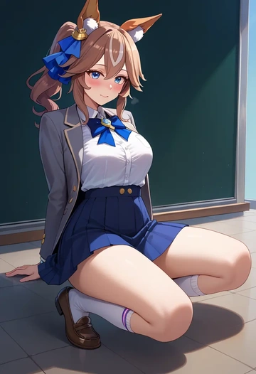 umamusume,tamamo_cross_(umamusume),winter,student uniform,blazer  - AI generated anime art