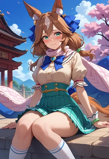 umamusume,tamamo_cross_(umamusume),spring,student uniform,blouse  - AI generated anime art