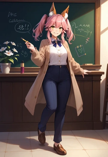 fate_(series),tamamo_no_mae_(fate_extra),teacher, sweater  - AI generated anime art