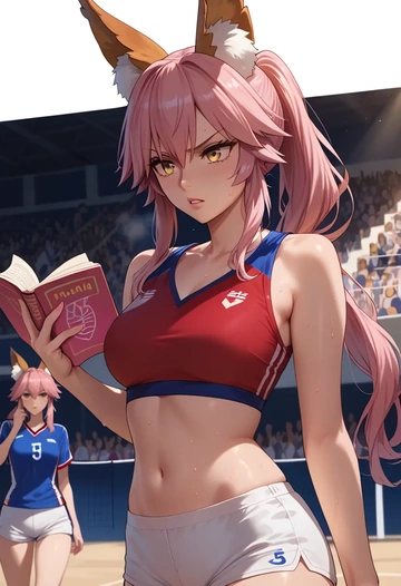 fate_(series),tamamo_no_mae_(fate_extra),volleyball uniform  - AI generated anime art