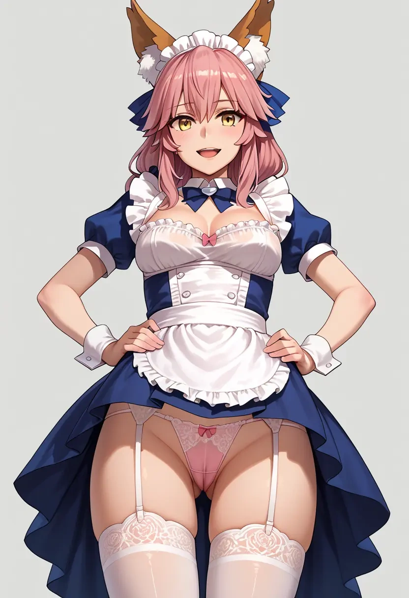 fate_(series),tamamo_no_mae_(fate_extra),maid, sexy, stockings,panties  - 