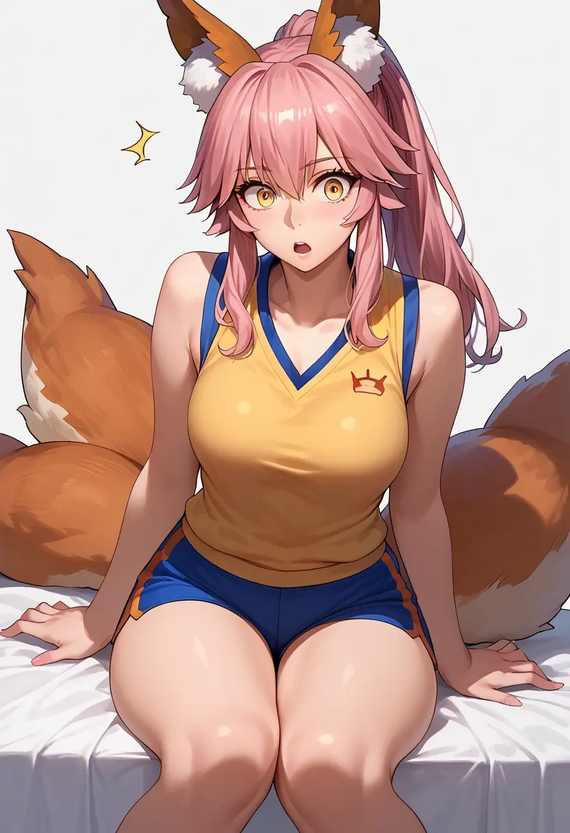 fate_(series),tamamo_no_mae_(fate_extra),sports vest,capri leggings  - 