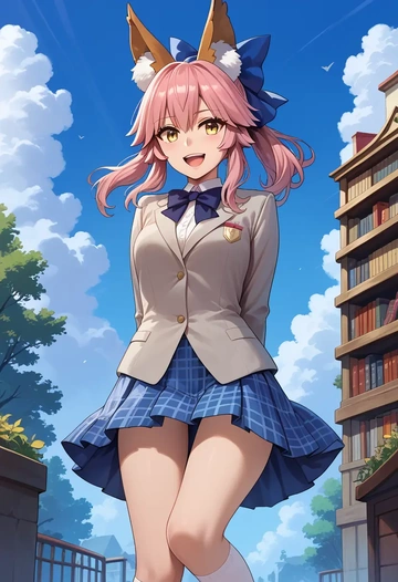 fate_(series),tamamo_no_mae_(fate_extra),spring,student uniform,blazer  - AI generated anime art