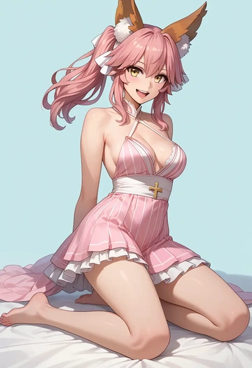 fate_(series),tamamo_no_mae_(fate_extra),silk slip dress  - AI generated anime art