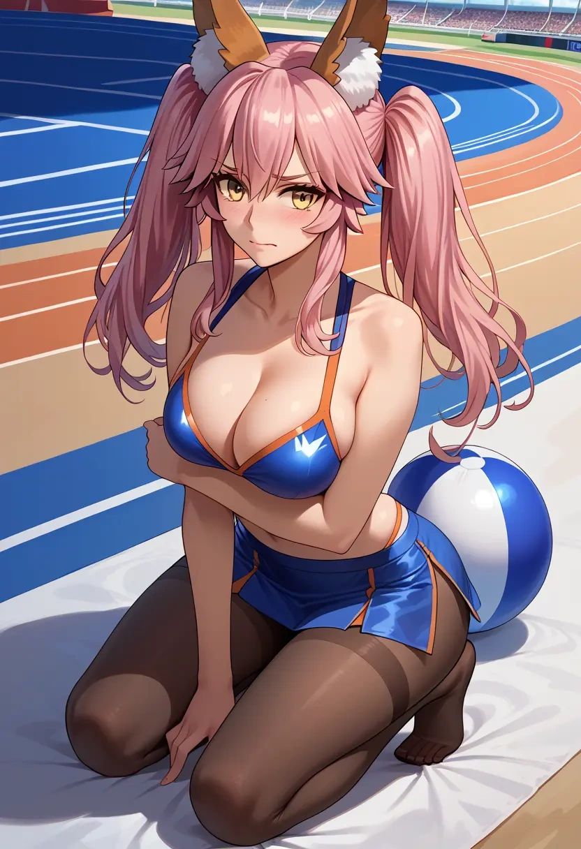 fate_(series),tamamo_no_mae_(swimsuit_lancer)_(fate),shorts, pantyhose  - 