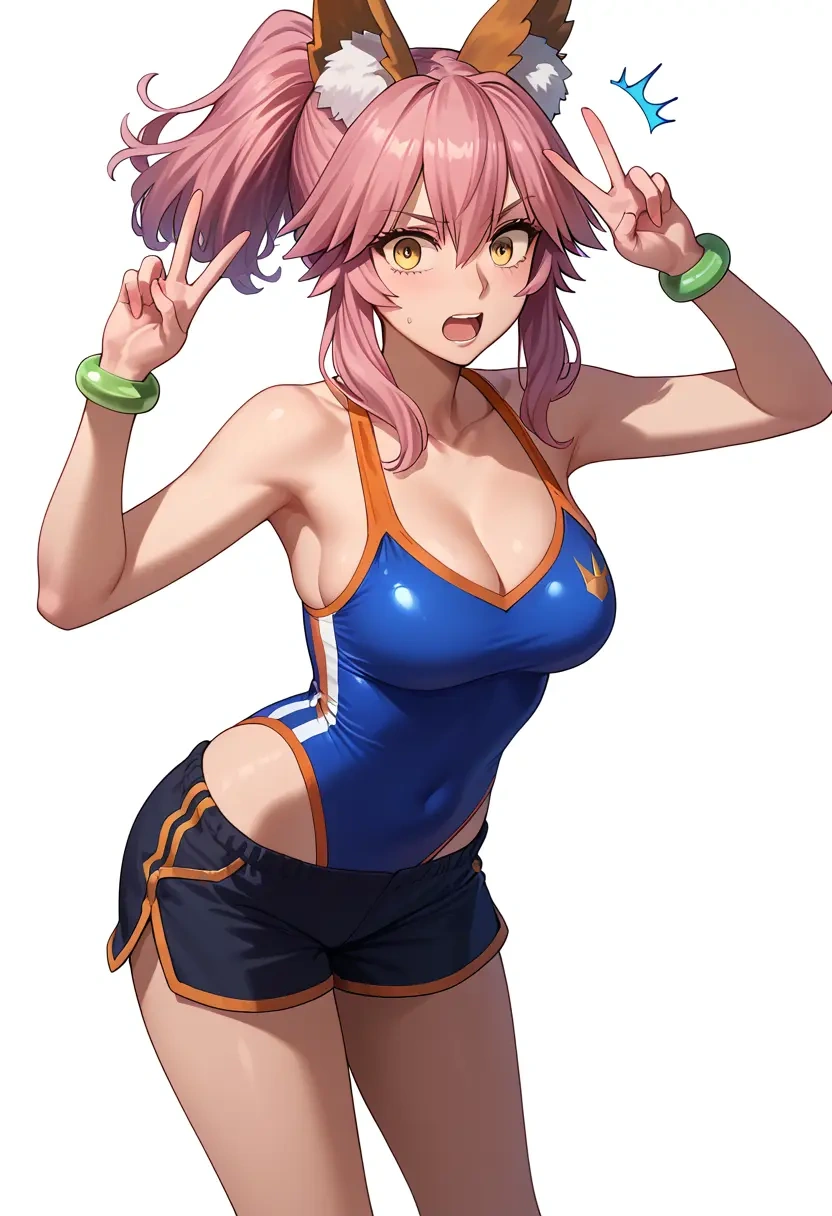 fate_(series),tamamo_no_mae_(swimsuit_lancer)_(fate),athletic,shorts,sexy  - 