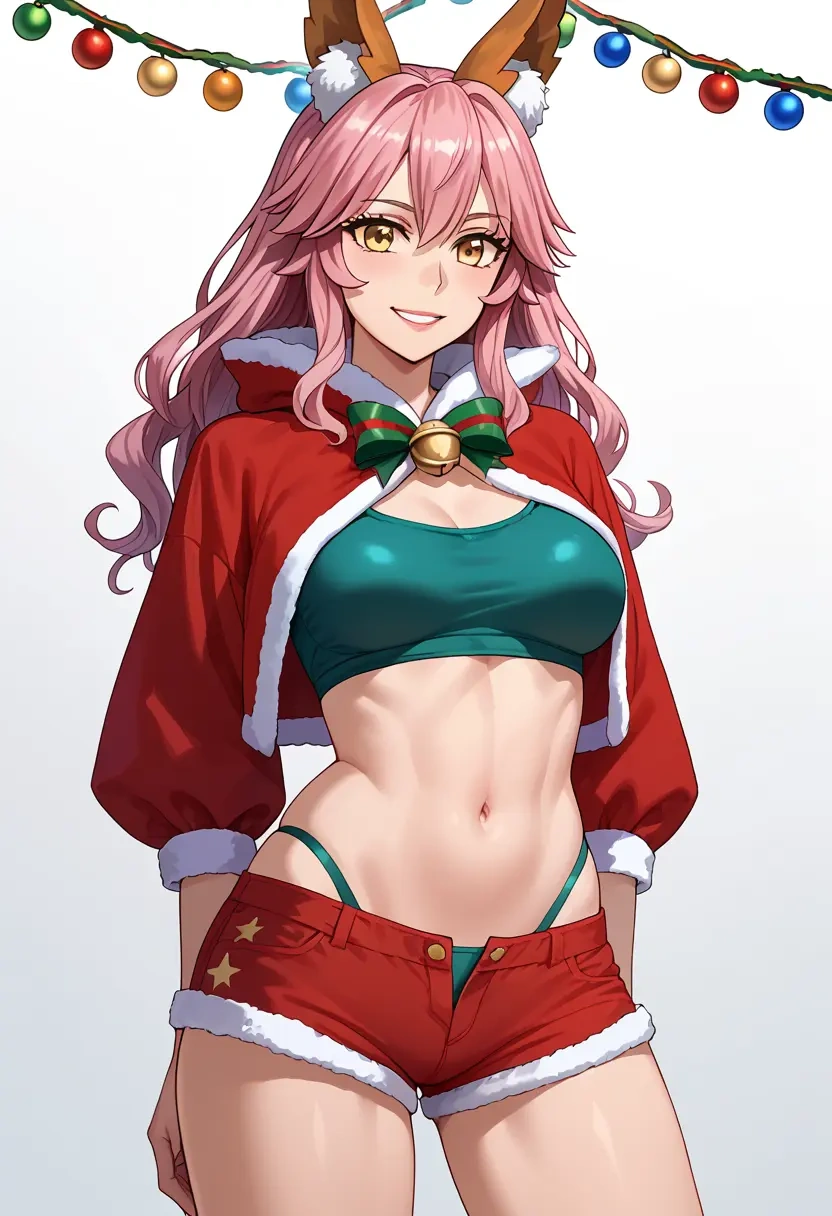 fate_(series),tamamo_no_mae_(swimsuit_lancer)_(fate),Christmas,red velvet shorts  - 