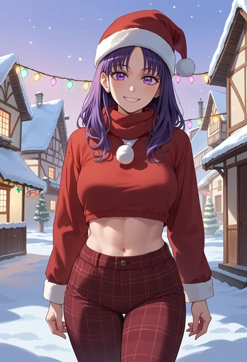 watashi_ga_motenai_no_wa_dou_kangaetemo_omaera_ga_warui,tamura_yuri,Christmas,plaid trousers  - AI generated anime art