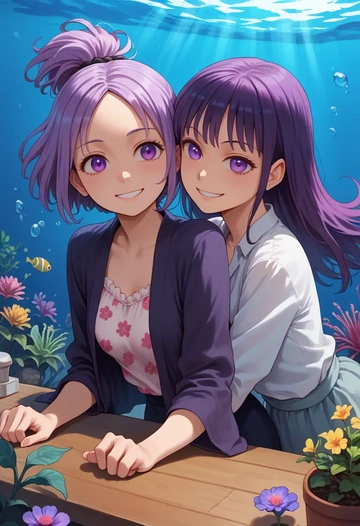 watashi_ga_motenai_no_wa_dou_kangaetemo_omaera_ga_warui,tamura_yuri,floral graffiti blouse,dolphin shorts  - AI generated anime art