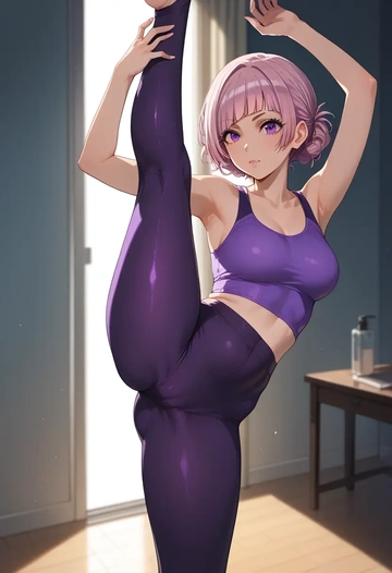 idolmaster,tanaka_mamimi,yoga, standing split,sexy,  - AI generated anime art