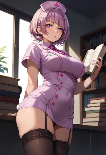 idolmaster,tanaka_mamimi,nurse pantyhose,mini skirt, sexy  - AI generated anime art