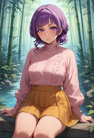 idolmaster,tanaka_mamimi,sweater,cropped,pleated midi skirt  - AI generated anime art