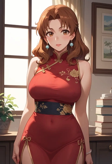 working,taneshima_popura,qipao  - AI generated anime art