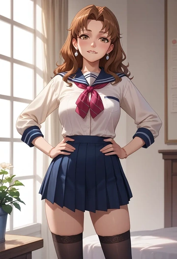 working,taneshima_popura,jk uniform, stockings  - AI generated anime art