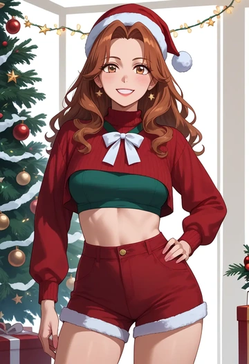 working,taneshima_popura,Christmas,red velvet shorts  - AI generated anime art