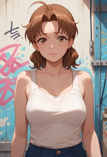 working,taneshima_popura,abstract graffiti tank,dolphin shorts  - AI generated anime art