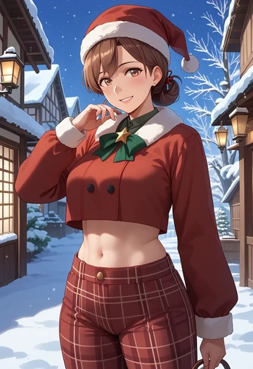 kantai_collection,tashkent_(kancolle),Christmas,plaid trousers  - AI generated anime art