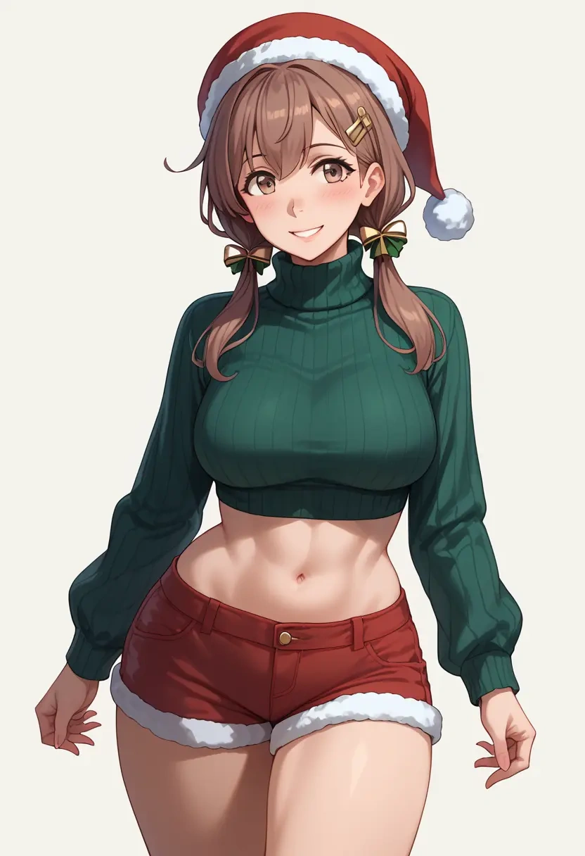 kantai_collection,tashkent_(kancolle),Christmas,red velvet shorts,turtleneck sweater  - 