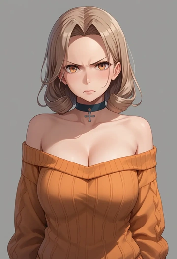 kantai_collection,tashkent_(kancolle),orange,sweater,choker  - AI generated anime art