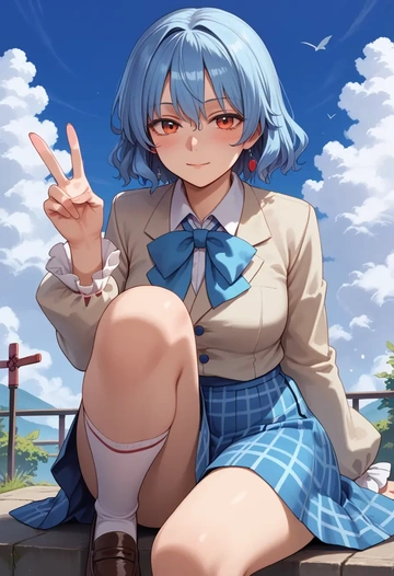 touhou,tatara_kogasa,spring,student uniform,blazer  - AI generated anime art