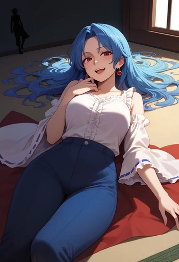 touhou,tatara_kogasa,pants,wide-leg,strappy top  - AI generated anime art