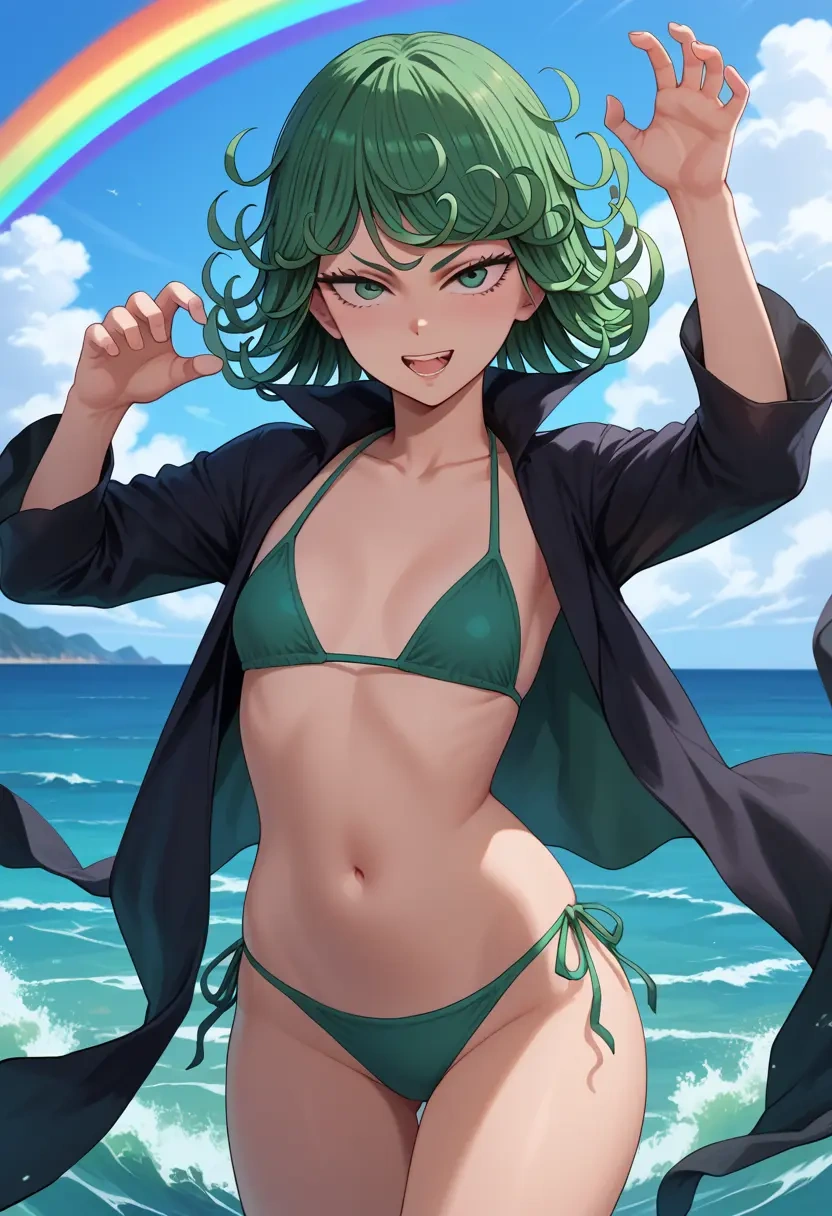 one_punch_man,tatsumaki,bikini,rainbow-colored,sexy  - 