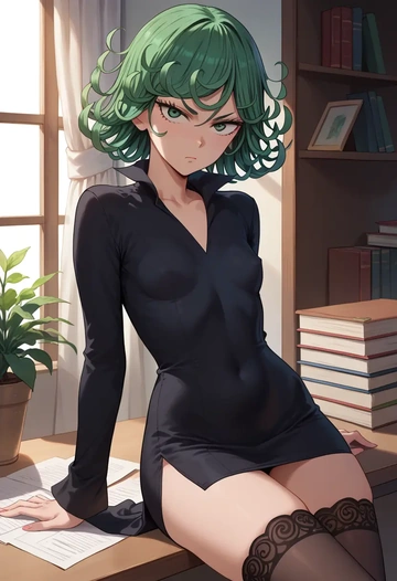 one_punch_man,tatsumaki,secretary, stockings  - AI generated anime art