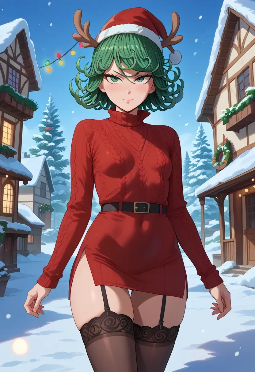 one_punch_man,tatsumaki,sweater,stockings,Thigh garters  - 