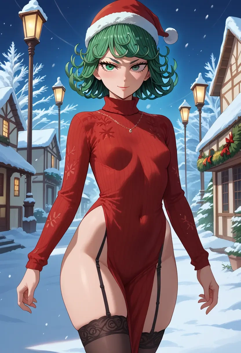 one_punch_man,tatsumaki,sweater,stockings,Thigh garters  - 