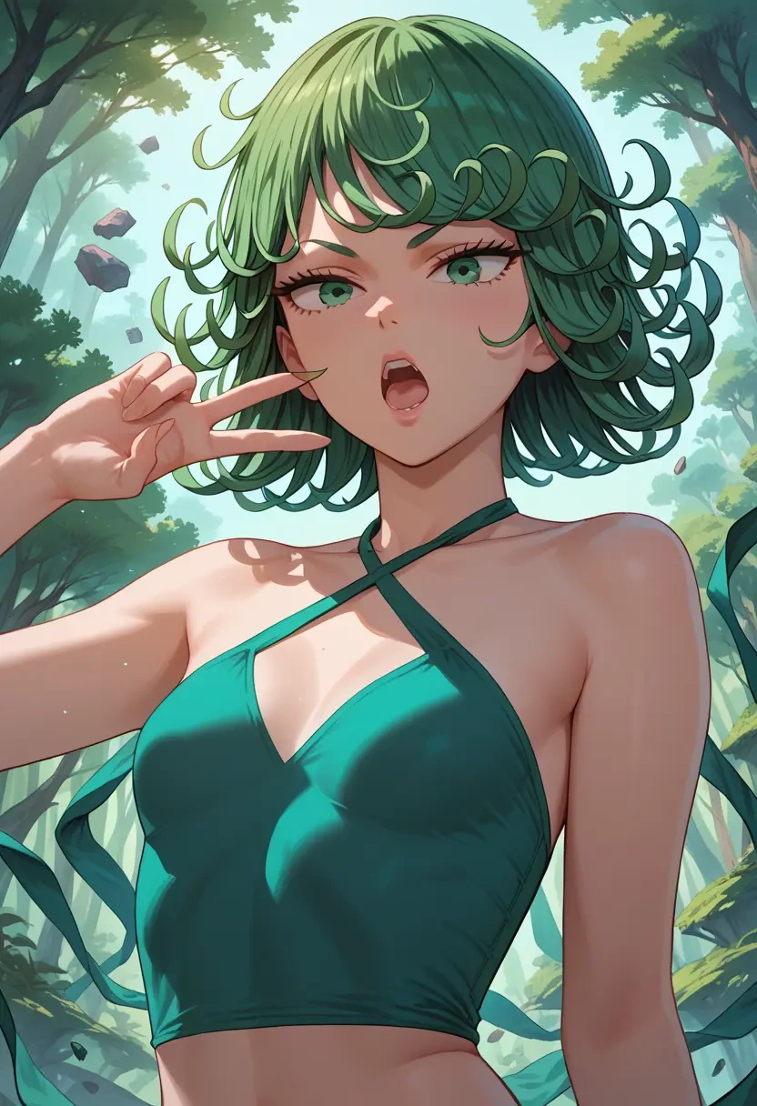 one_punch_man,tatsumaki,halter top,track pants  - 