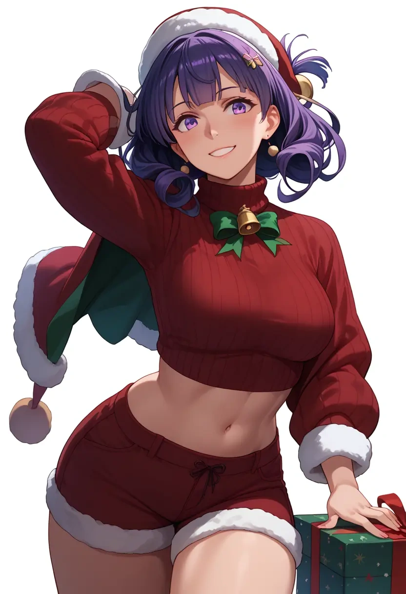 kantai_collection,tatsuta_(kancolle),Christmas,red velvet shorts,turtleneck sweater  - 