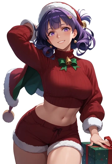 kantai_collection,tatsuta_(kancolle),Christmas,red velvet shorts,turtleneck sweater  - AI generated anime art