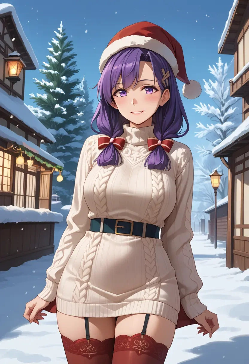 kantai_collection,tatsuta_(kancolle),Christmas,sweater dress,stockings  - 