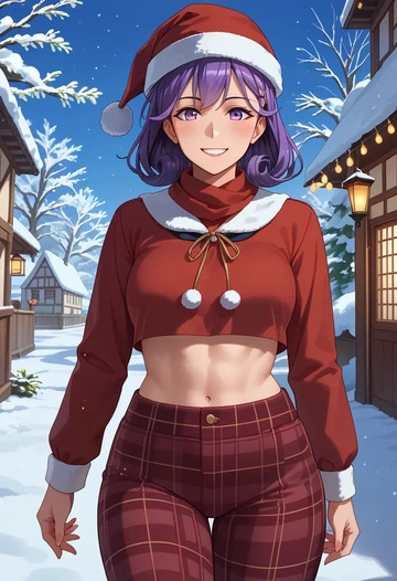 kantai_collection,tatsuta_(kancolle),Christmas,plaid trousers  - AI generated anime art