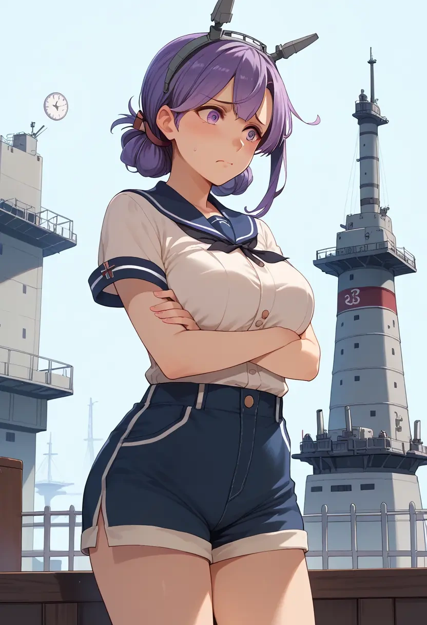 kantai_collection,tatsuta_(kancolle),jogger shorts,oversized tank  - 