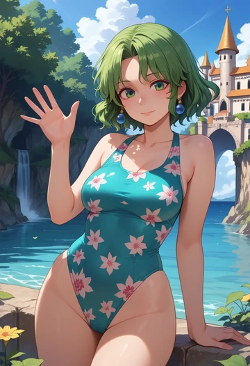 touhou,teireida_mai,swimsuit,floral print  - AI generated anime art