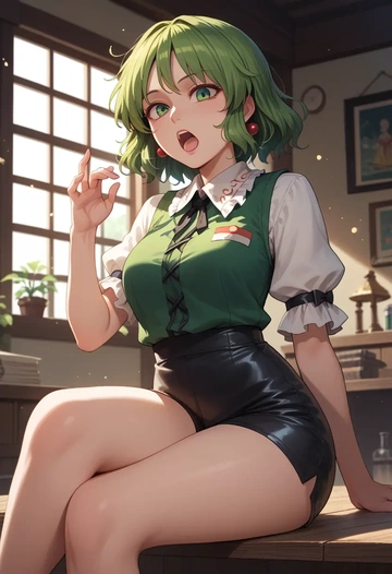 touhou,teireida_mai,leather,shorts  - AI generated anime art