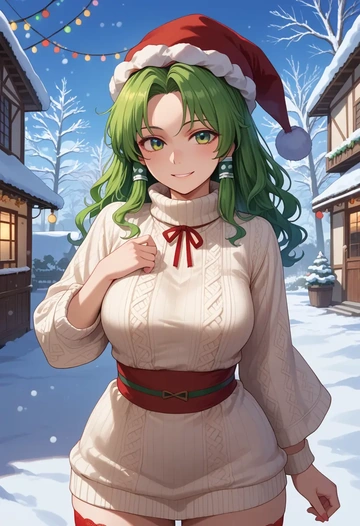 touhou,teireida_mai,Christmas,sweater dress,stockings  - AI generated anime art