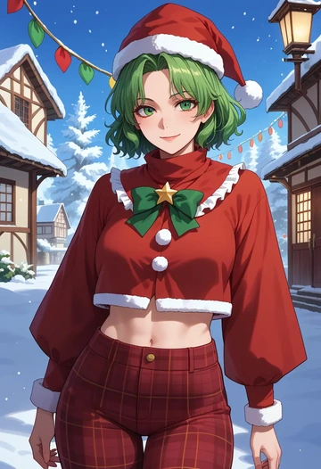 touhou,teireida_mai,Christmas,plaid trousers  - AI generated anime art