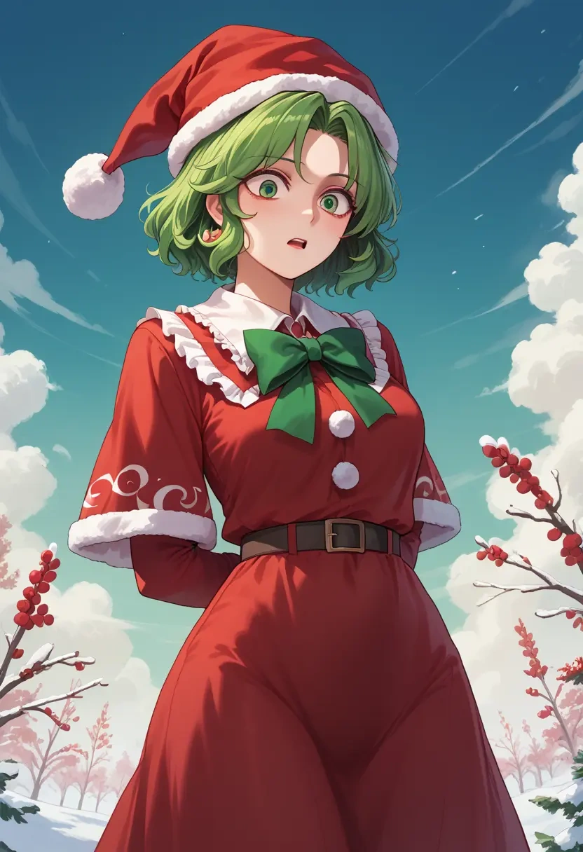 touhou,teireida_mai,Christmas,red velvet dress  - 