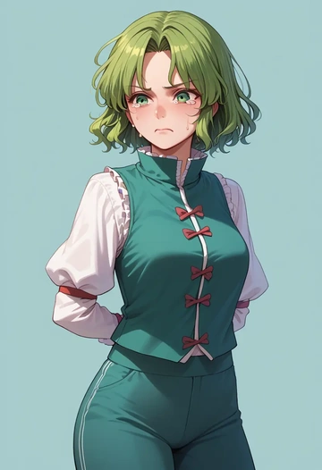 touhou,teireida_mai,vest,quilted,jogger pants  - AI generated anime art