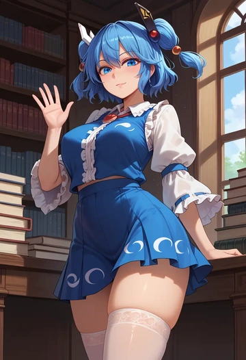 touhou,tenkyuu_chimata,mini skirt, stockings  - AI generated anime art