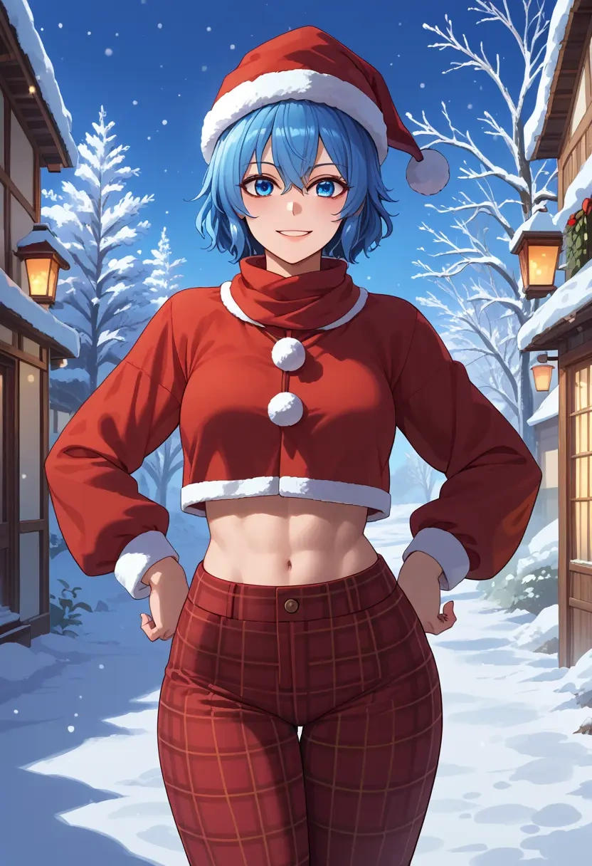 touhou,tenkyuu_chimata,Christmas,plaid trousers  - 