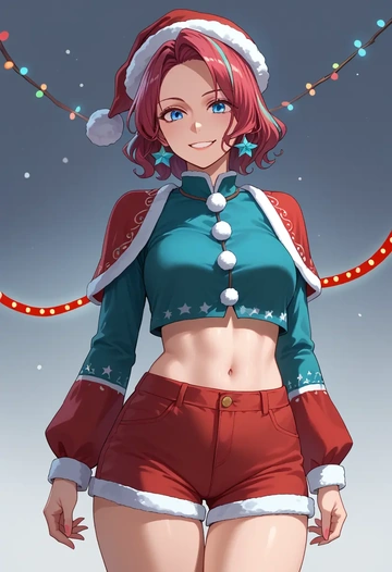 touhou,tenkyuu_chimata,Christmas,red velvet shorts  - AI generated anime art