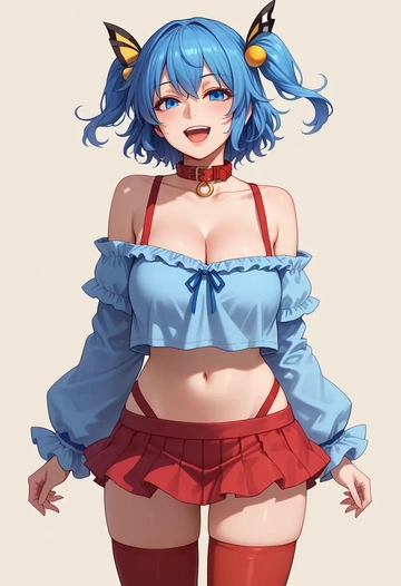 touhou,tenkyuu_chimata,collar,oversized,Thigh garters  - AI generated anime art