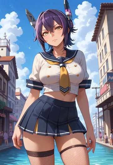 kantai_collection,tenryuu_(kancolle),mini skirt, stockings  - AI generated anime art