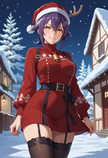 kantai_collection,tenryuu_(kancolle),sweater,stockings,Thigh garters  - AI generated anime art