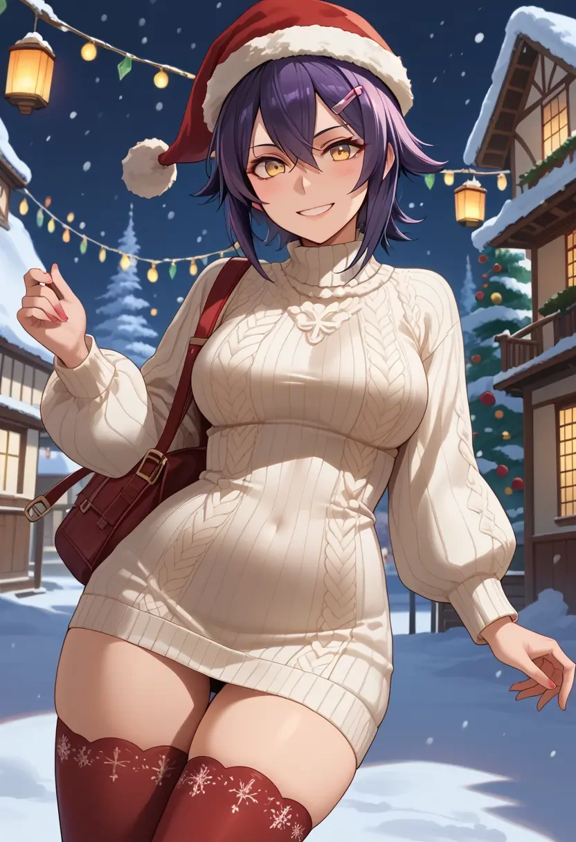 kantai_collection,tenryuu_(kancolle),Christmas,sweater dress,stockings  - 