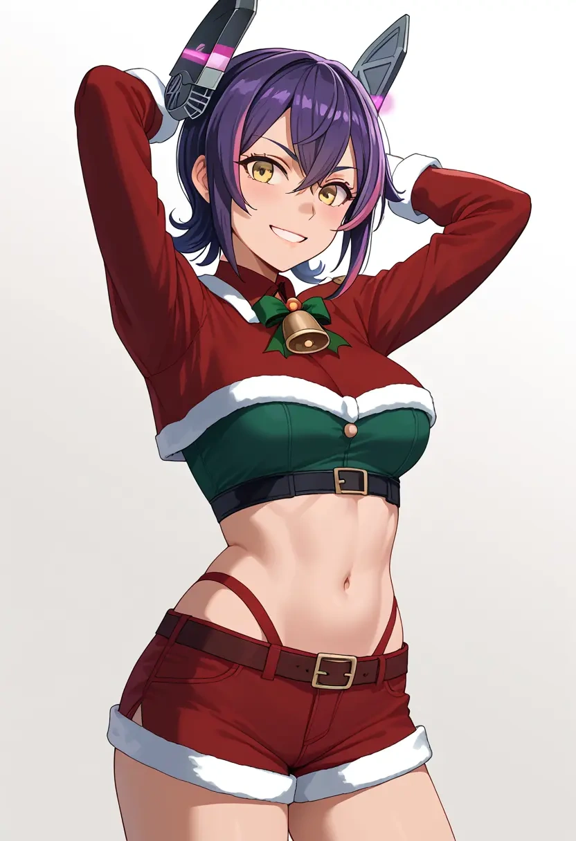 kantai_collection,tenryuu_(kancolle),Christmas,red velvet shorts  - 