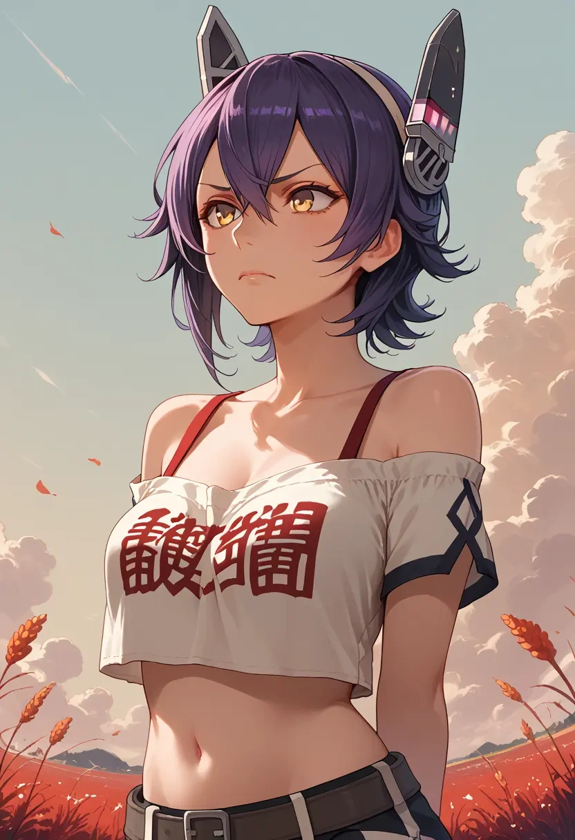 kantai_collection,tenryuu_(kancolle),off-shoulder top,dolphin shorts  - 